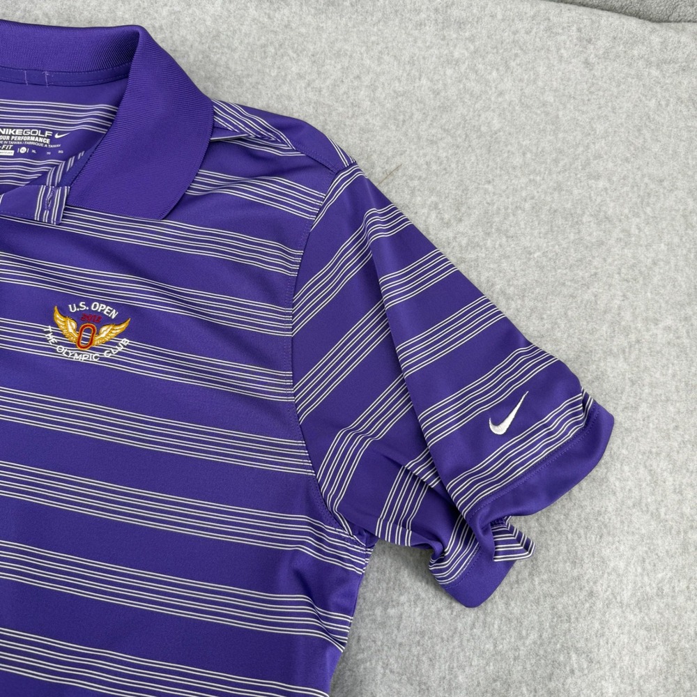 Nike Golf Mens XL Purple Striped 2012 US Open Olympic Club Polo Shirt 452505-545 - Picture 4 of 10